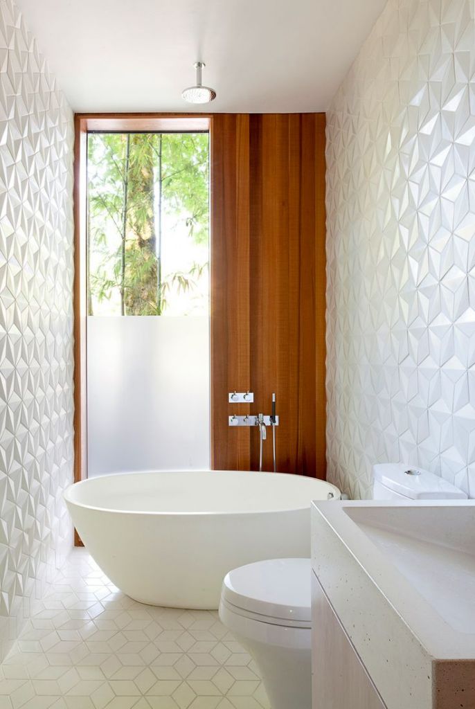salle de bain carreaux géométriques 3D